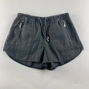 Blank NYC Charcoal Gray Linen High Rise Pull On Surplus Shorts 27